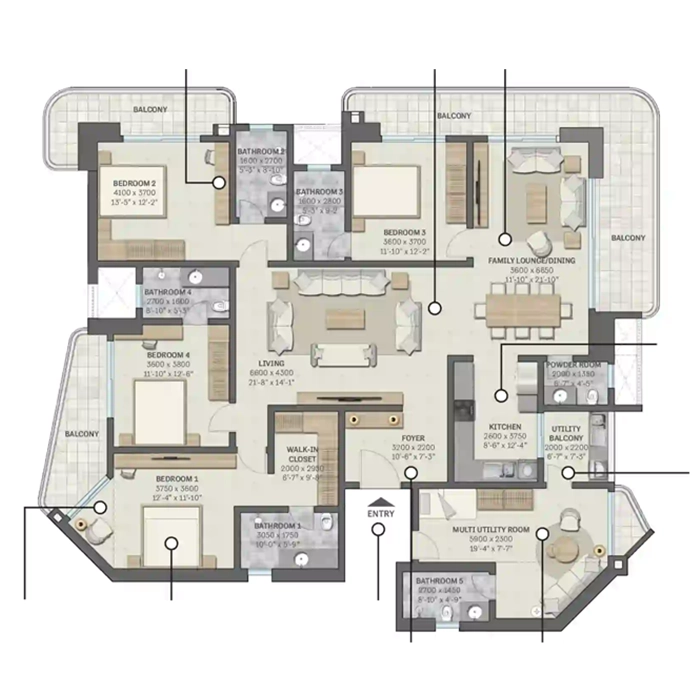 Sobha Crescent 4 BHK Floor Plan Sector 63A Gurgaon